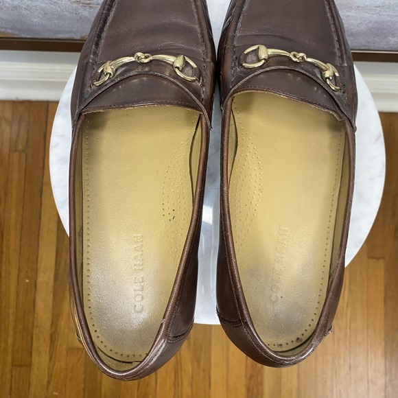 Cole Haan Shoes Mens Size 10.5 M Brown Leather Horsebit Slip On Dress Square Toe - Picture 8 of 11